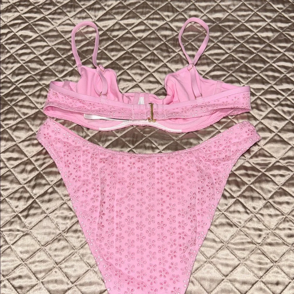 Frankies PINK by VS Buttercup Eyelet Bikini Top & Golden Hour Eyelet Bottom